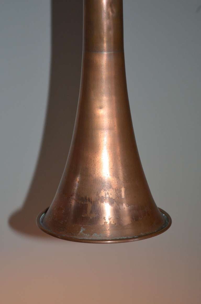 English Fox Hunt Horn of Copper as Pendant Light 3