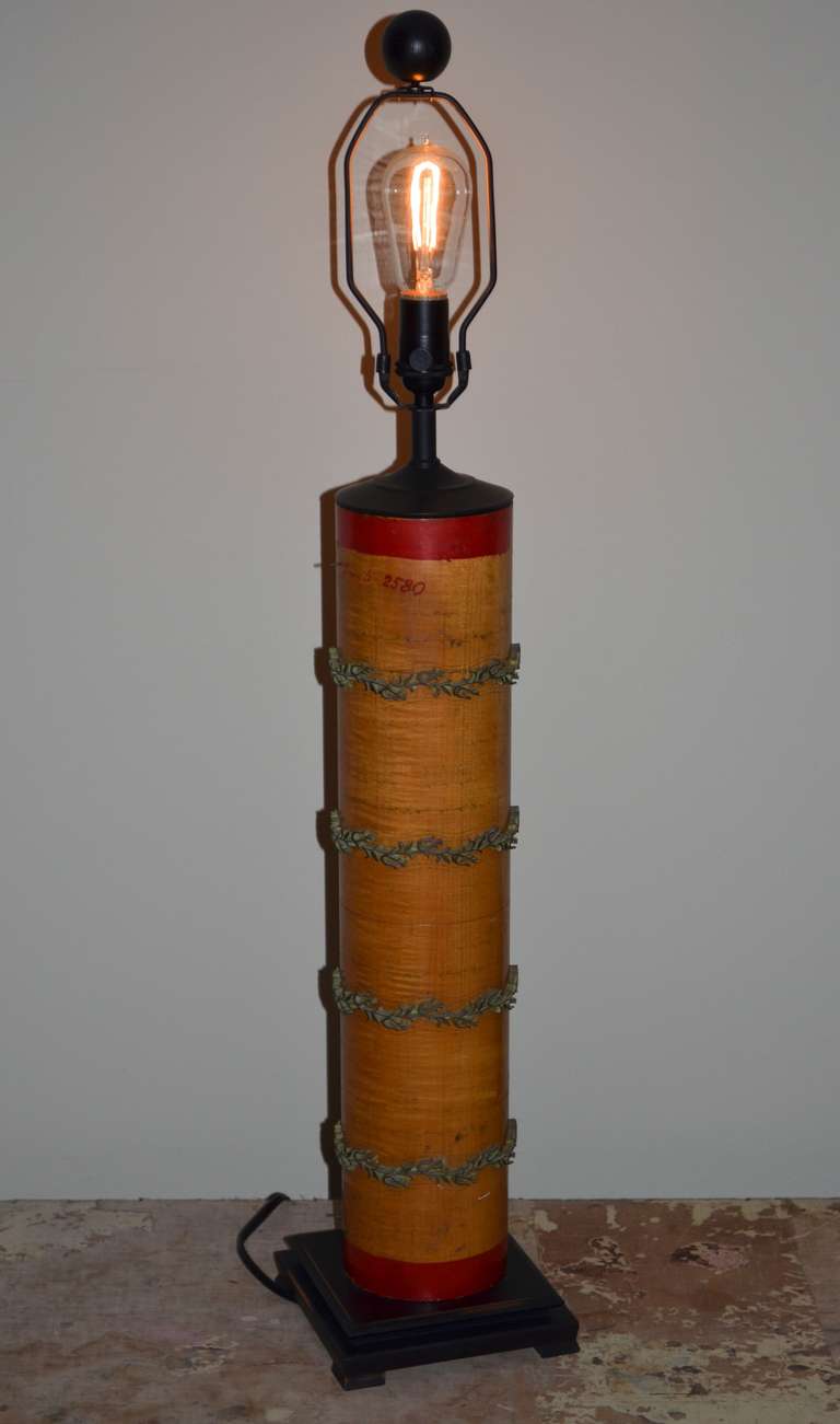 Wallpaper Roller as Table Lamp In Excellent Condition In Madison, WI