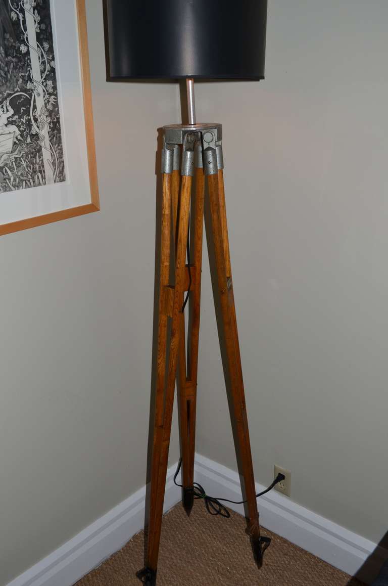 Surveyor Tripod from West German Manufacturer as Floor Lamp In Excellent Condition In Madison, WI