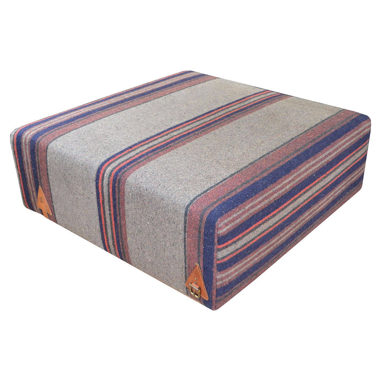 Ottoman Upholstered in Late 19th Century Wool Horse Blanket at 1stDibs