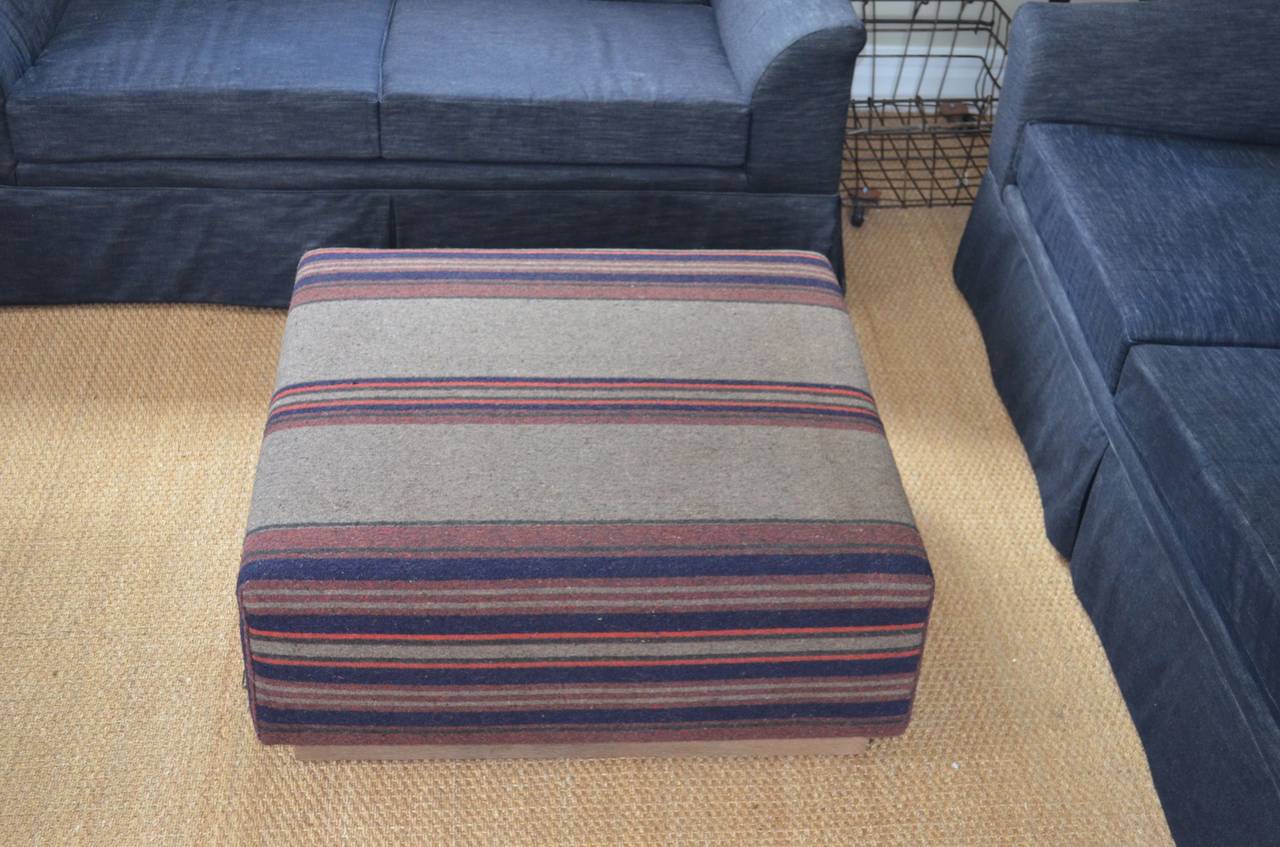 Ottoman Upholstered in Late 19th Century Wool Horse Blanket at 1stDibs