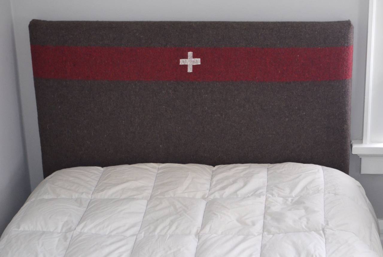 Headboard For Twin Bed Upholstered In Swiss Army Blanket Headboard For Twin Bed Upholstered In Swiss Army Blanket