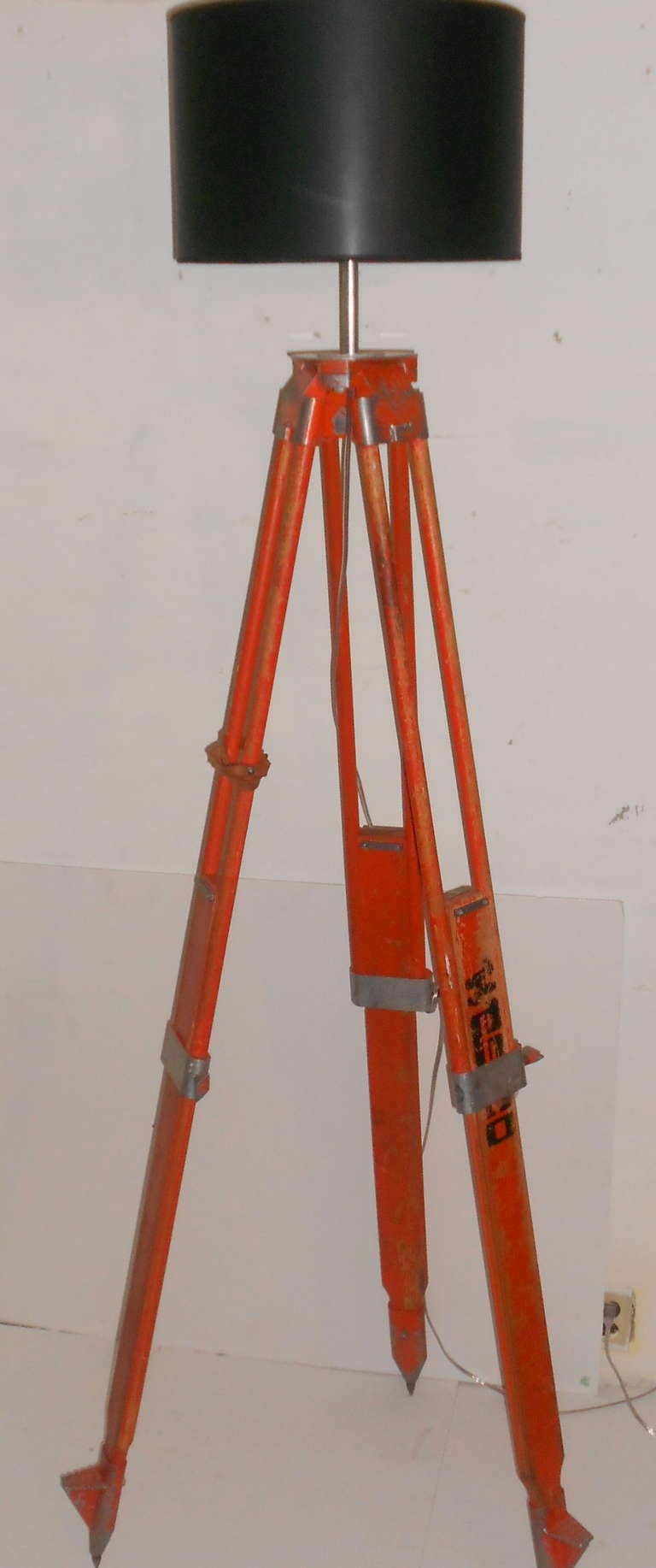 American Floor lamp from adjustable surveyor's tripod