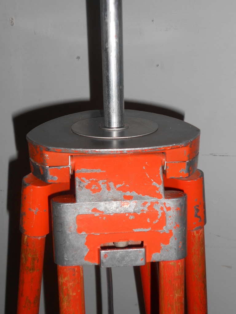 Wood Floor lamp from adjustable surveyor's tripod