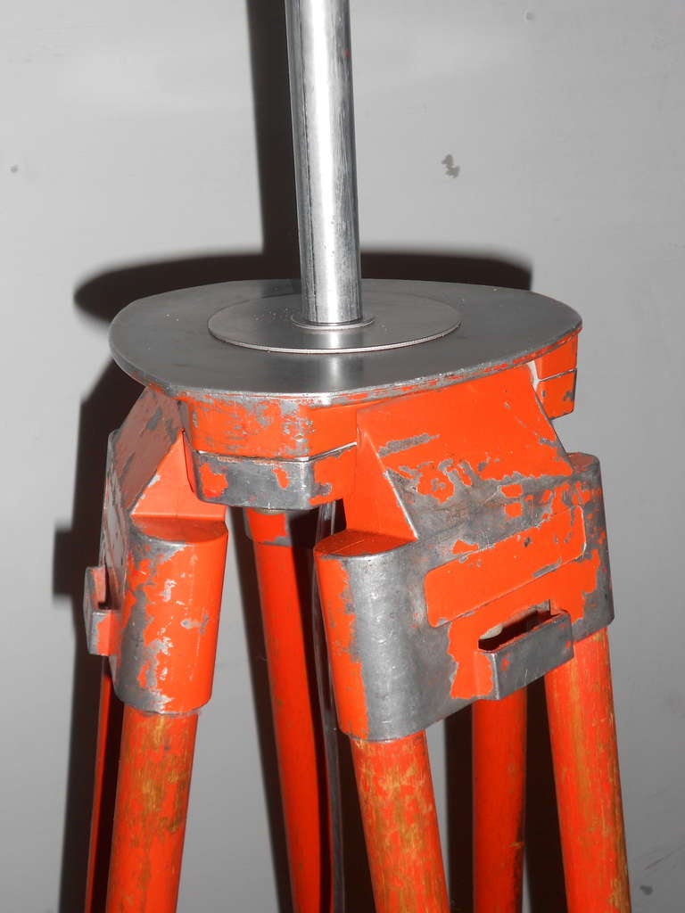 Floor lamp from adjustable surveyor's tripod 1