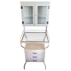 Used Mid Century Medical Apothecary Cabinet of White Porcelain