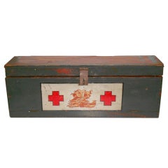 Vintage Primitive Handmade Red Cross Medical Chest