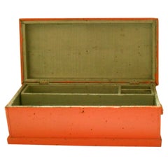 Vintage Carpenter's Tool Chest in As-Found Orange and Green Paint