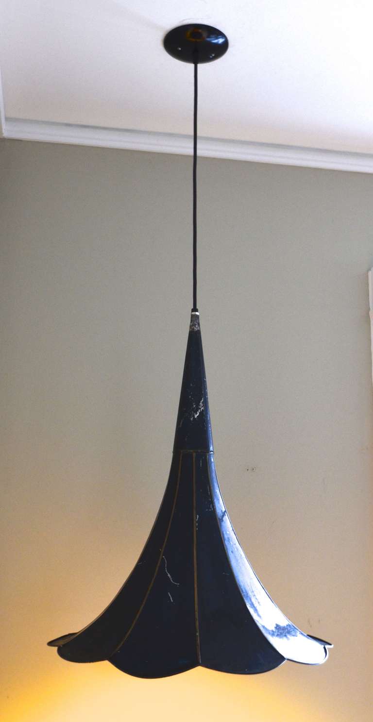 Early 20th century Gramophone Horn as Pendant Light In Good Condition In Madison, WI