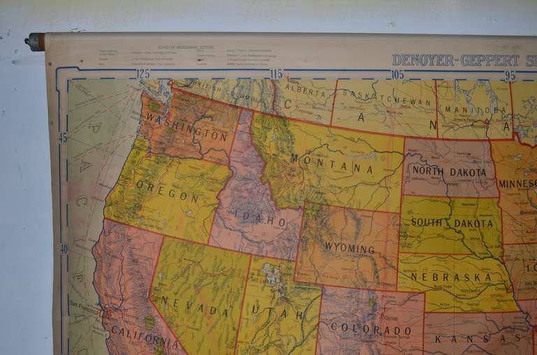 American Mid-century School Map of United States, 1950 edition
