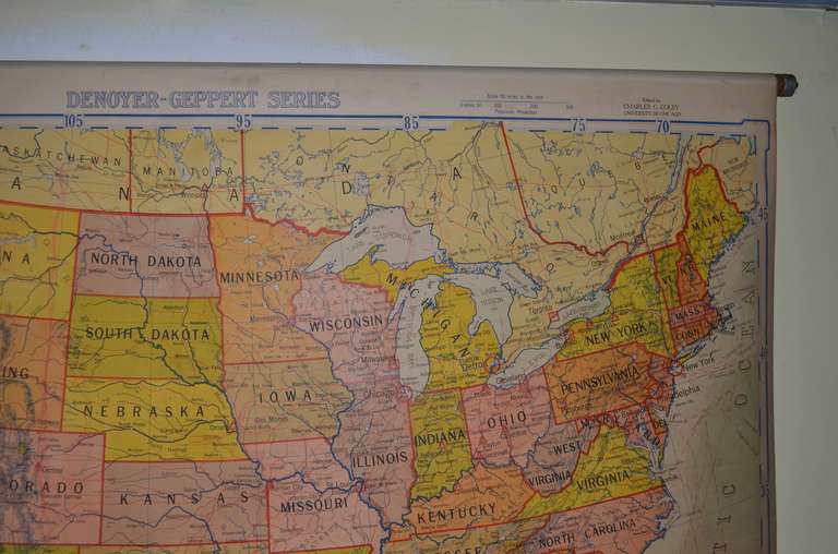 20th Century Mid-century School Map of United States, 1950 edition