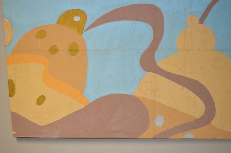 Mid-Century Children's Theater Stage Backdrop, hand painted on canvas: #1 1