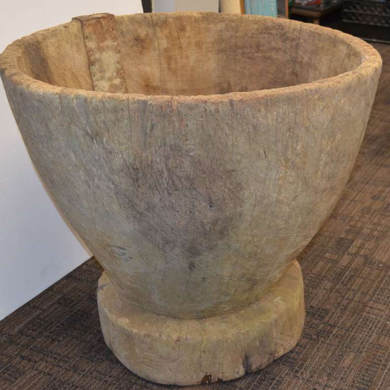 Primitive, HandHewn Wooden Corn Grinder Mortero from Mexico, late