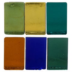 Art Glass Blocks, Set of 6: garden, porch, window or tabletop