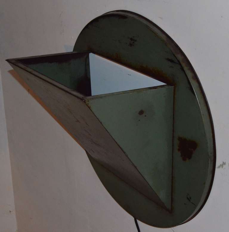 20th Century 1920s, New York City Trash Can Lid as Wall Sconce