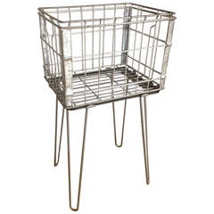 Vintage Industrial crate on hairpin legs as storage stand