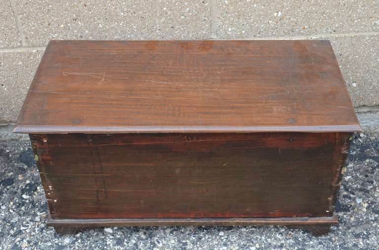 Antique Green Decorated Wood Chest In Good Condition In Madison, WI