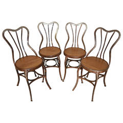 Used Toledo Steel and Wood Cafe or Bistro Chairs, Set of Four