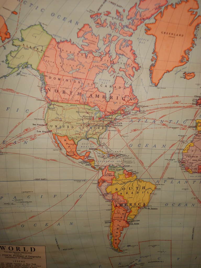 Canvas School Map of The World, 1944 edition.