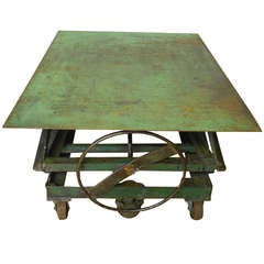 Steel-top Industrial Scissor Lift as Coffee Table, End Table, Dining Table