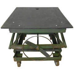 Slate-top Industrial Scissor Lift as Coffee Table, End Table, Dining Table