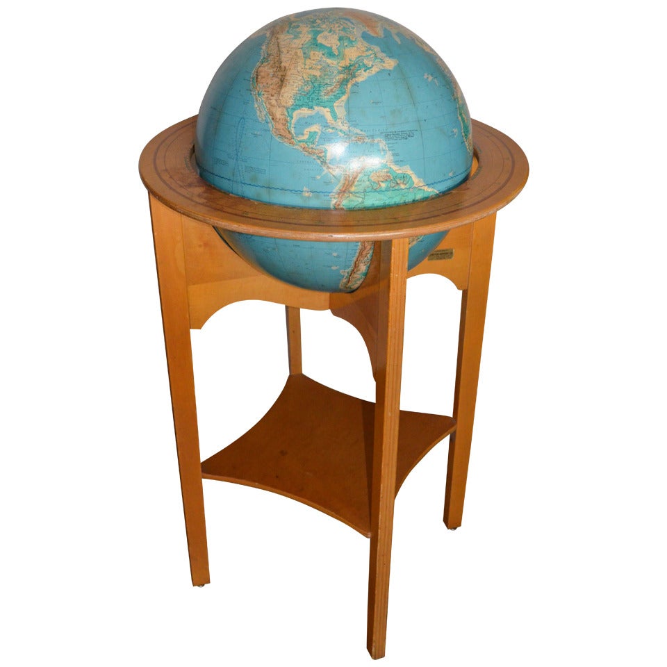 Mid-century Globe on Wooden Stand