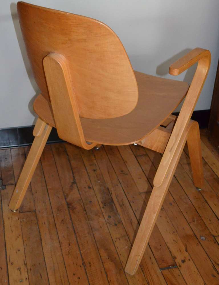 20th Century Mid-Century Modern Armchair with Shaped Plywood Seat and Back