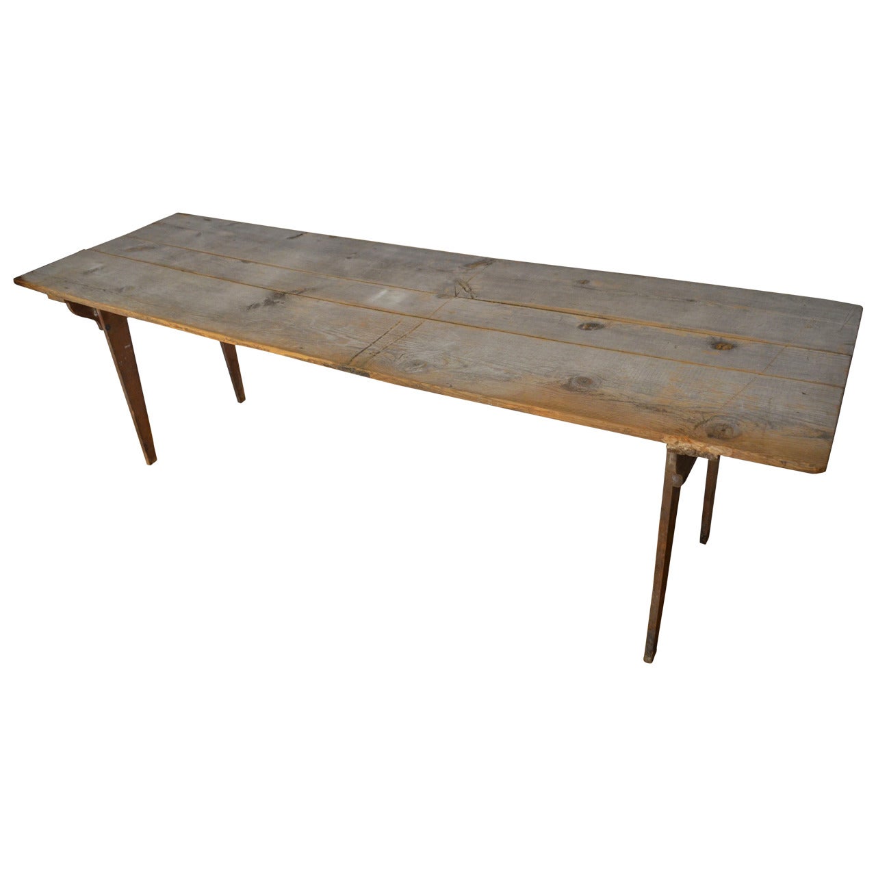 Primtive Hand-Crafted Wooden Plank Folding Table