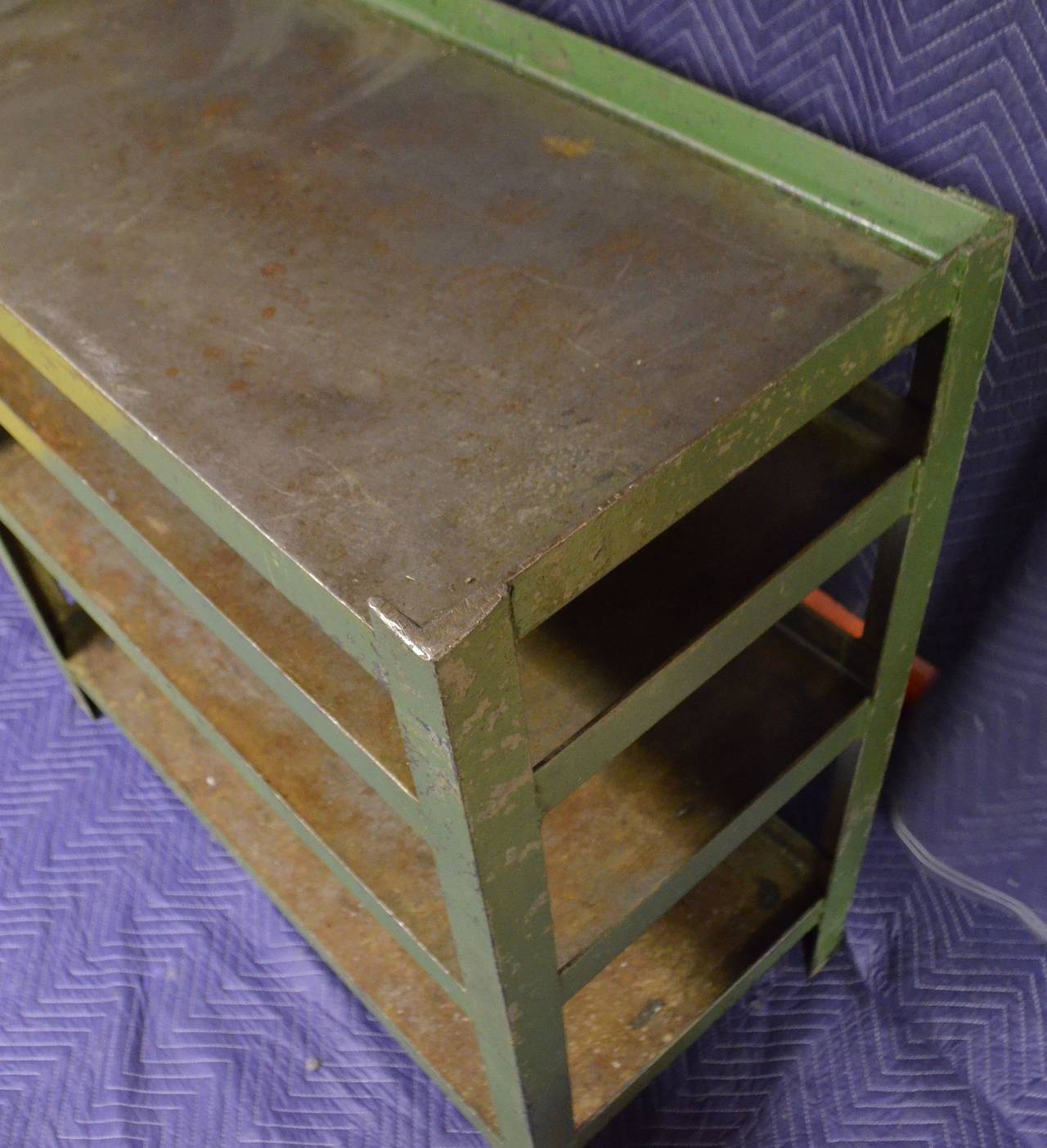 20th Century Industrial Steel Cart with Four Shelves