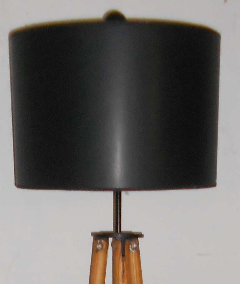 Surveyor's Tripod as Floor Lamp In Excellent Condition In Madison, WI