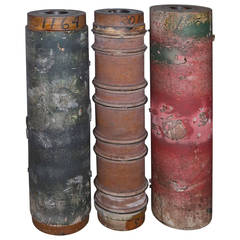 Early 20th Century Wallpaper Printing Rollers as Vases