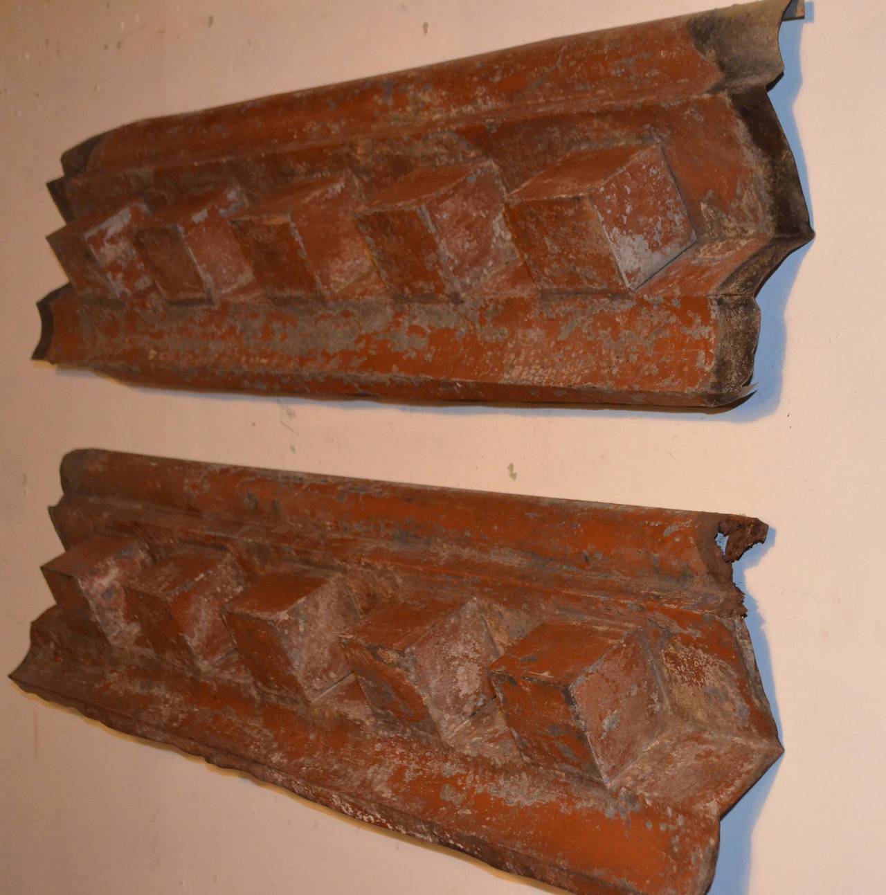 Pair of Ceiling Tin Molding Cornices In Good Condition In Madison, WI