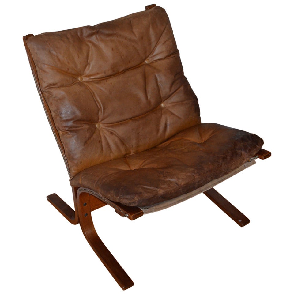 Silla de cuero Siesta de mediados de siglo Ingmar Relling de Westnofa of Norway