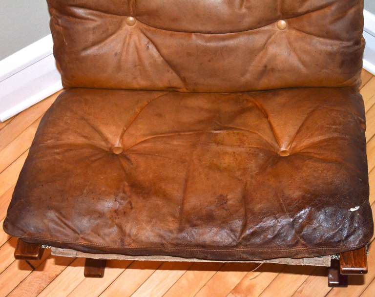 Silla de cuero Siesta de mediados de siglo Ingmar Relling de Westnofa of Norway en Bueno Estado en Madison, WI