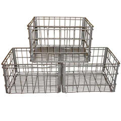 Used Galvanized Steel Milk Crates, circa 1940, sold as set of three; qty available