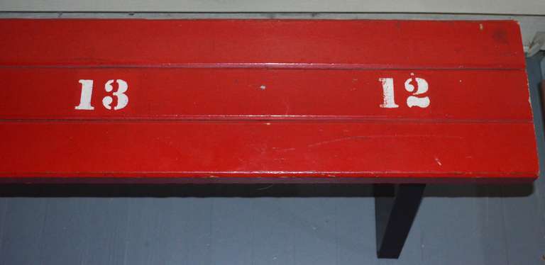Bleacher Seat from College Gymnasium as  Bench on Steel Bracket Legs In Good Condition In Madison, WI