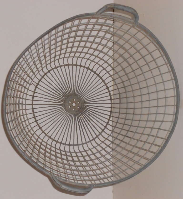 Galvanized Steel Basket, circa 1960s In Excellent Condition In Madison, WI