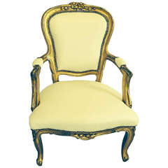 French Parlor Chair, 19th century, dressed in mid-century fabric; pair available