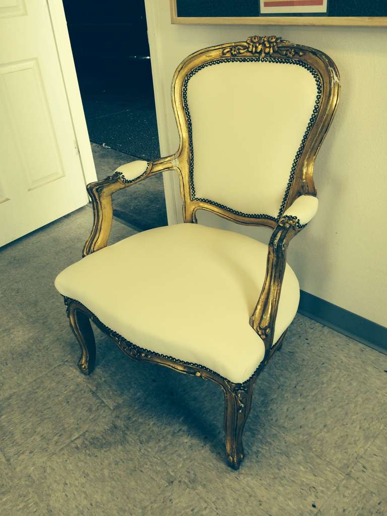 French Parlor Chair, 19th century, dressed in mid-century fabric; pair available In Good Condition In Madison, WI