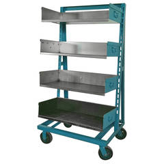 Industrial Blue and Steel Factory Storage A-Frame Rack as Shelving Unit