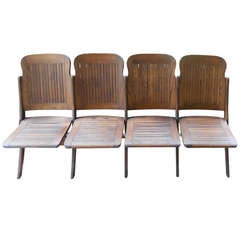 Vintage Early 20th century Set of 4 Folding Oak Chairs