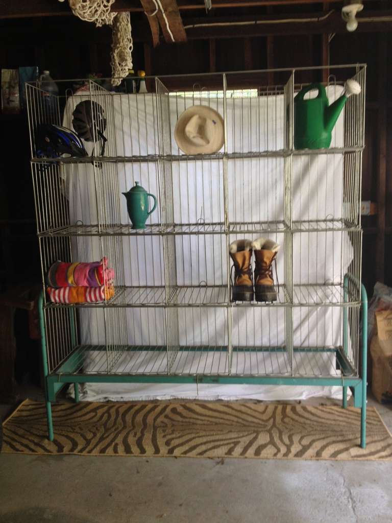 American 1950s steel laundry storage rack