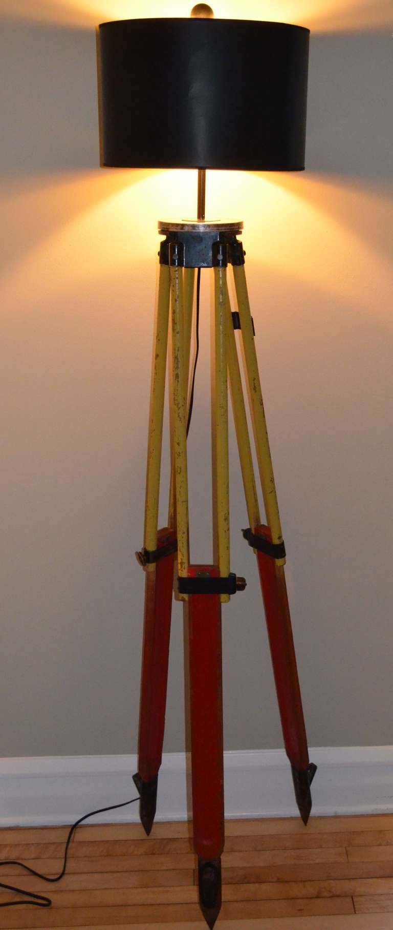 American Floor Lamp made from a Surveyor's Tripod