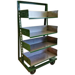 Industrial A-Frame Rolling Storage Unit Bookshelf with Adjustable Shelves