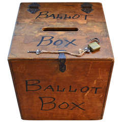 Vintage Ballot Box Hand-made of Wood with Padlock and Key