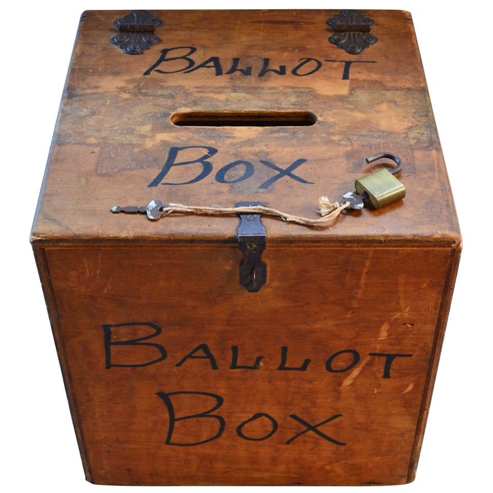 Ballot Box Hand-made of Wood with Padlock and Key