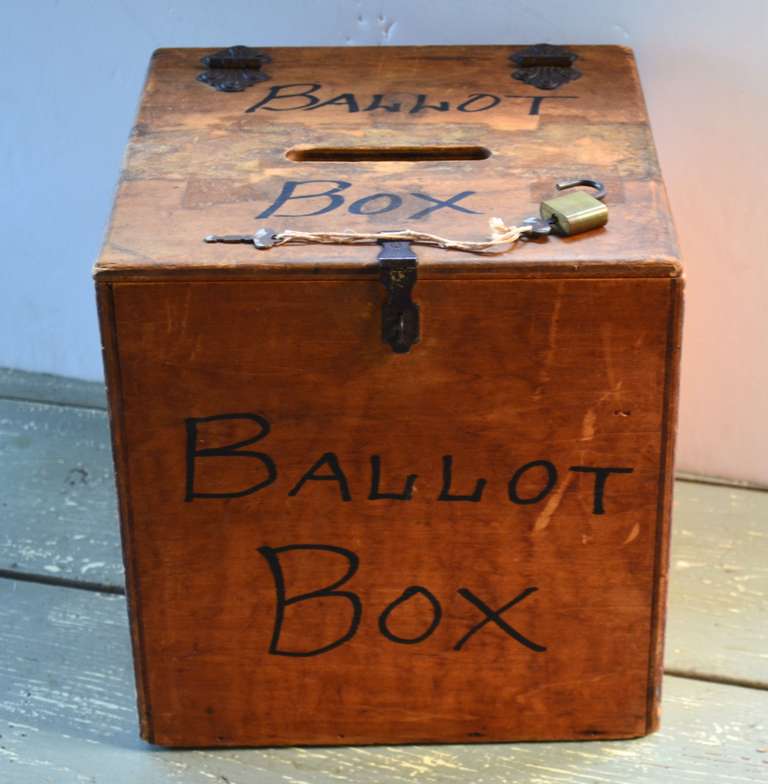 Ballot Box Hand-made of Wood with Padlock and Key 1