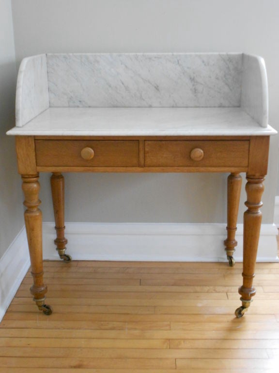 English Butternut Maple Washstand with Italian Marble Top 6