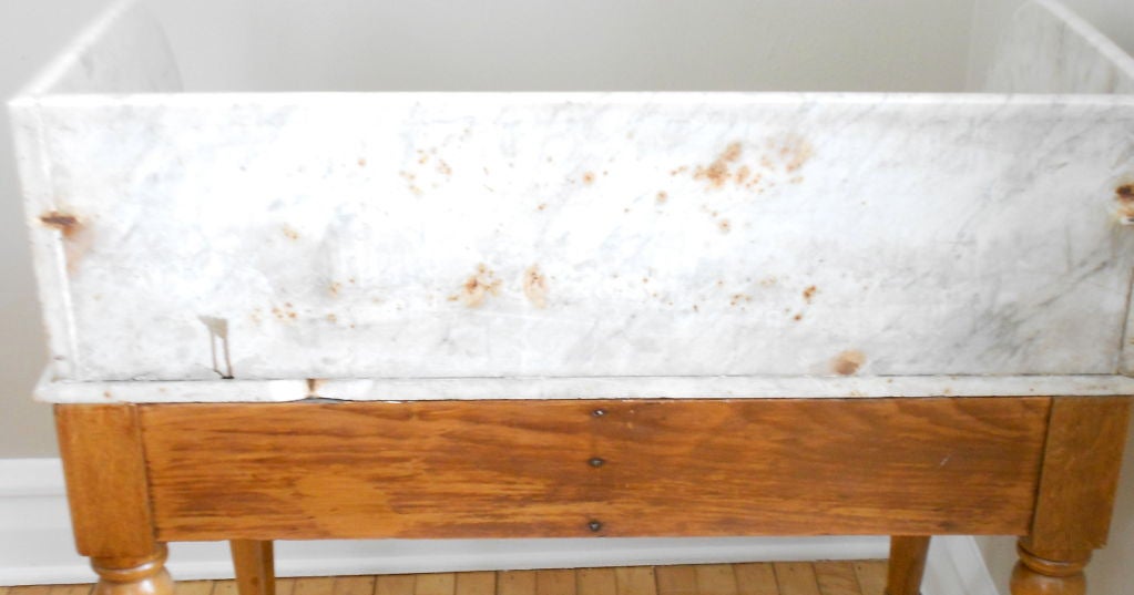English Butternut Maple Washstand with Italian Marble Top 2