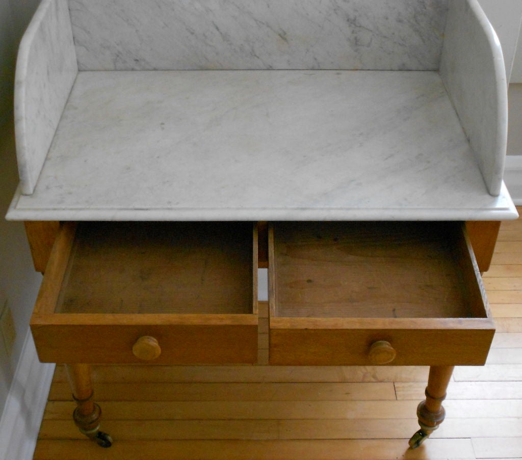 English Butternut Maple Washstand with Italian Marble Top 4
